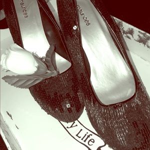 Maurice’s Black Sequin Heels Size 8